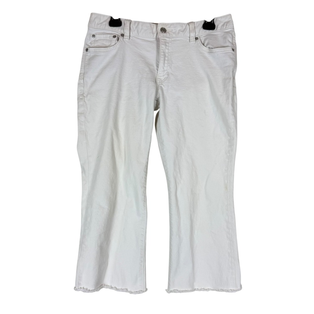Gap Curvy Low Rise Capri Jeans Womens 8 White Raw Hem 5 Pocket Crop Denim